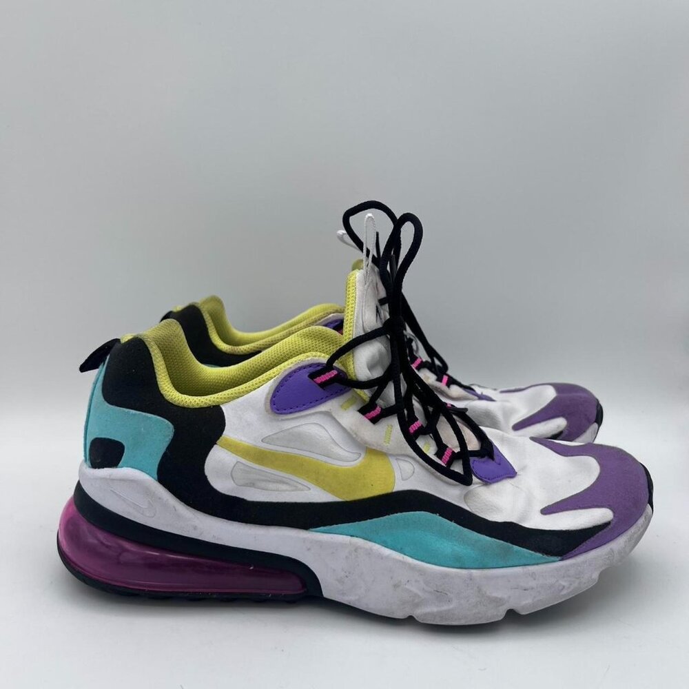 Nike‎ Air Max 270 React Multi-Color White Purple BQ0101-100 Mens 7Y Womens 8.5